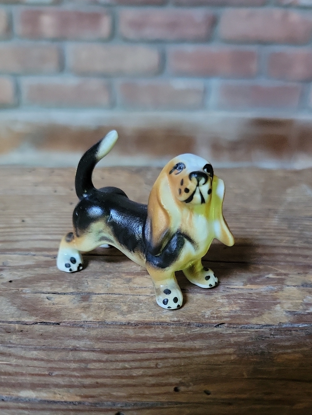 Vintage Basset Hound Bone China Figurine